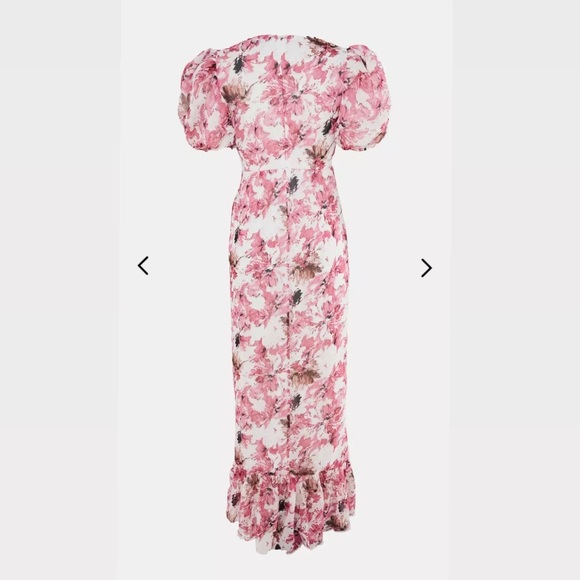 Pink Floral Puff Sleeve Formal Dress - Picture 3 of 3